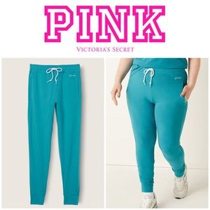 NWT Victoria’s Secret Pink Teal Cotton High Waist Joggers